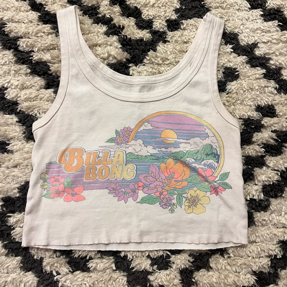 Billabong White Cropped Tank Top